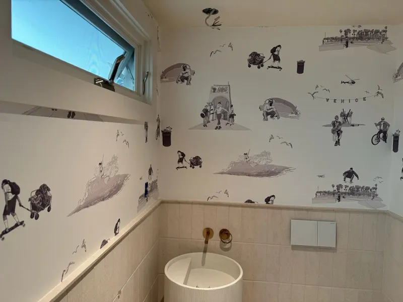 Wallpaper installation project — elegant pattern in a Providence dining room