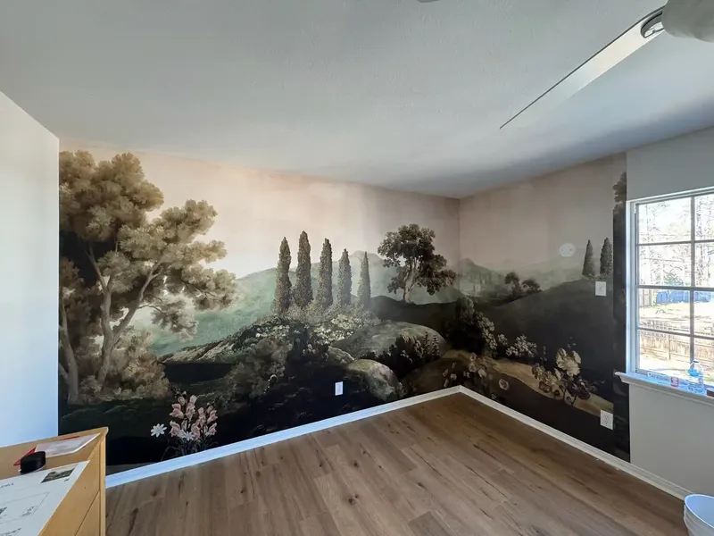 Textured vinyl wallpaper in a commercial hallway project
