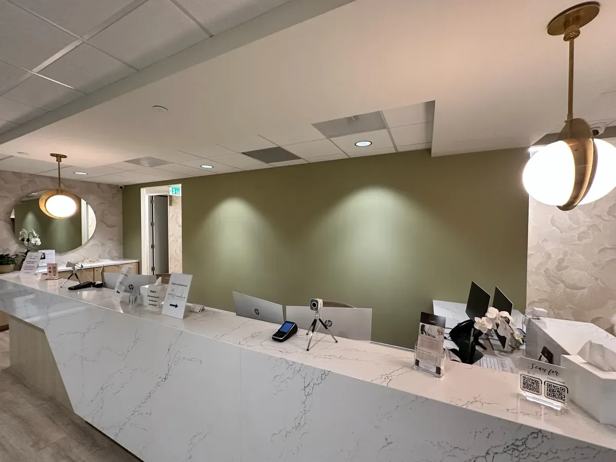 Commercial wall covering installation in an office space